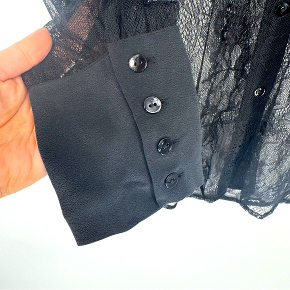 L’AGENCE Lace Button Up Blouse Long Sleeves in Black Size XS Fits M - Picture 5 of 6